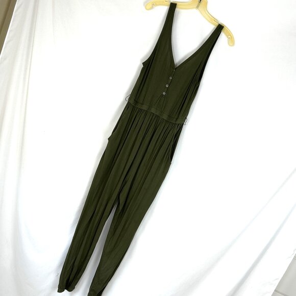 78&Sunny Knit Jumpsuit Green M Sleeveless Snaps - Picture 1 of 6
